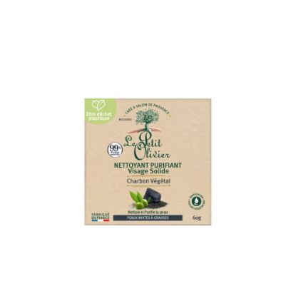 Picture of Nettoyant Purifiant Visage Solide Le Petit Olivier, Charbon Végétal , Peaux Mixtes à Grasses , 60g