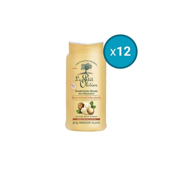 Picture of 12x Shampooing Baume Soin Réparateur Le Petit Olivier, Beurre de Karité & Macadamia , Cheveux très secs ou frisés , 250ml