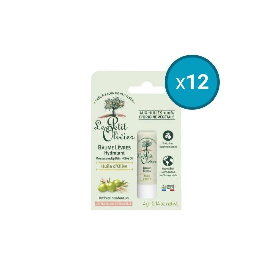 Image de 12x Baume Lèvres Hydratant Le Petit Olivier, Huile d'Olive , Lèvres Sèches & Sensibles , 4g