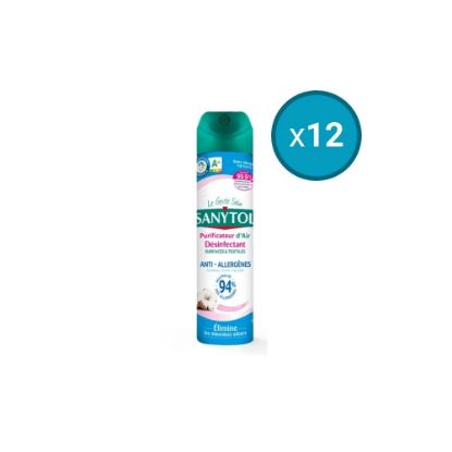Picture of 12x Purificateur d'air, désinfectant surfaces & textiles anti-allergènes - fleurs de coton Sanytol - Aérosol 300 ml