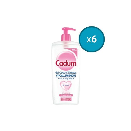 Image de 6x Gel corps et cheveux Hypoallergénique Cadum, 750mL