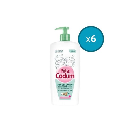 Image de 6x Gel Douche Corps & Cheveux à l'Amande Douce Cadum, 750mL