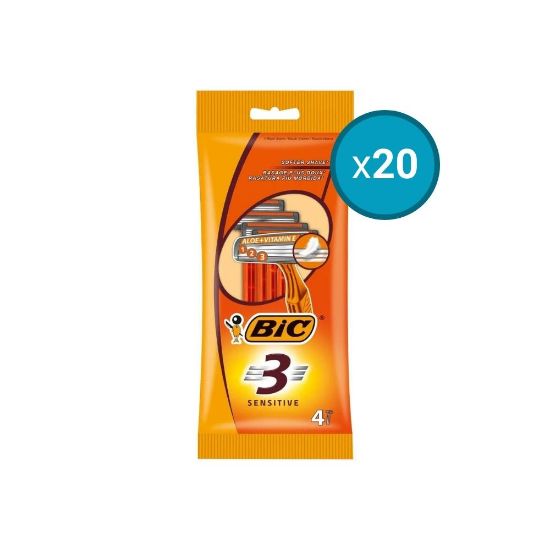 Picture of 20x Rasoirs jetables 3 lames Bic Sensitive 3, lot de 4
