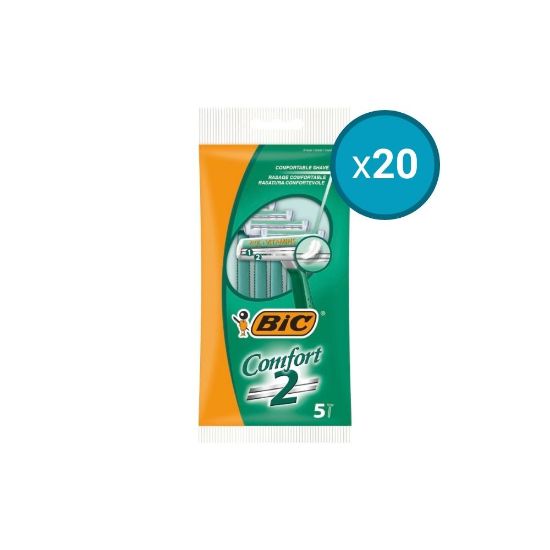 Picture of 20x Rasoirs jetables 2 lames Bic Confort 2, lot de 5
