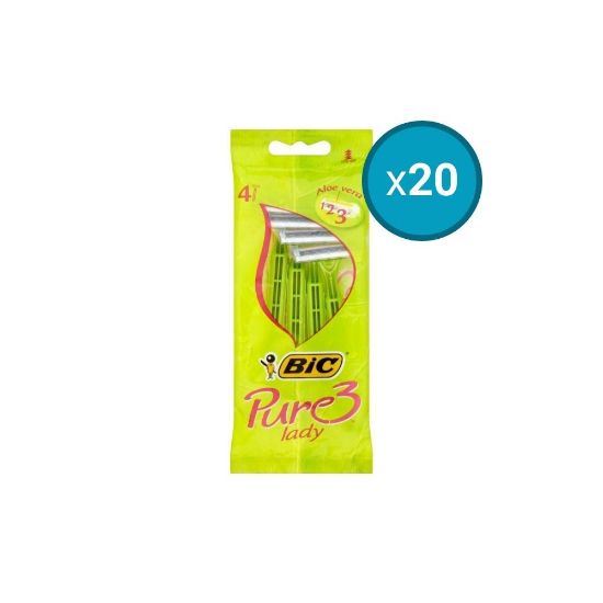 Picture of 20x Rasoirs jetables 3 lames Bic Pure Lady 3, lot de 4 vert