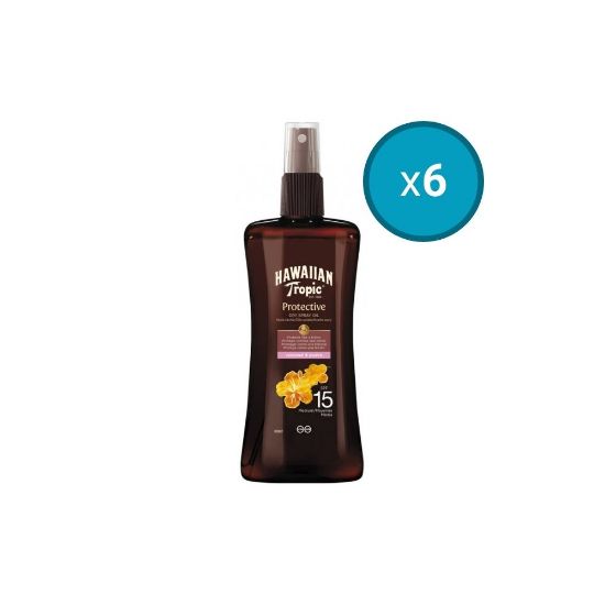 Image de 6x Spray Huile Sèche Protective SPF15 Hawaiian Tropic, 200mL