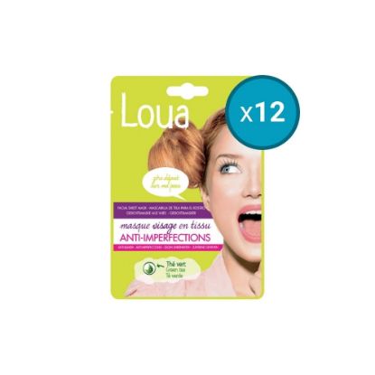 Image de 12x Masque Visage en Tissu Anti-Imperfections Loua, 23mL