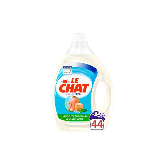 Image de Lessive liquide Le Chat Sensitive au Savon de Marseille et Aloe Vera , 2,2L , 44 lavages