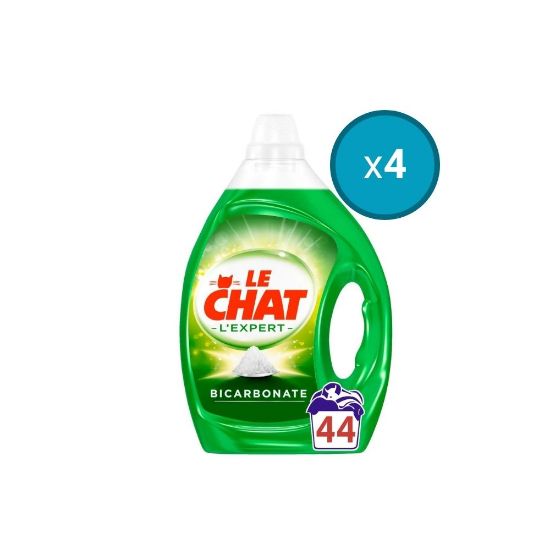Image de 4x Lessive liquide Le Chat Expert Bicarbonate , 2,2L , 44 lavages