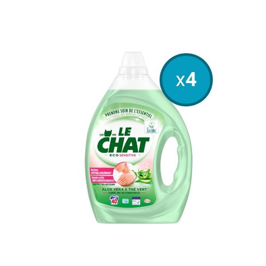 Picture of 4x Lessive liquide Le Chat Eco Sensitive Aloe Vera et Thé Vert , 2L , 40 lavages