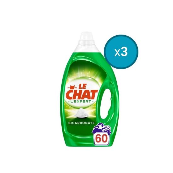 Picture of 3x Lessive liquide Le Chat Expert Bicarbonate , 3L , 60 lavages