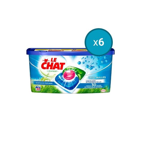 Picture of 6x Lessive capsule Le Chat Expert Souffle de Fraicheur Trio-Bulles , 30 capsules