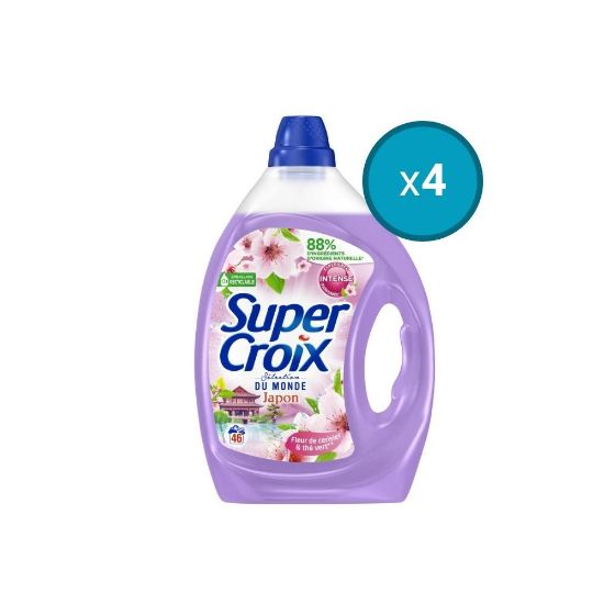 Image de 4x Lessive liquide Super Croix Japon Fleur de Cerisier & Thé Vert , 2,07L , 46 lavages