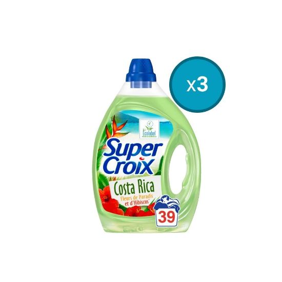 Picture of 3x Lessive liquide Super Croix Costa Rica Fleurs Du Paradis Et Hibiscus , 1,95L , 39 lavages