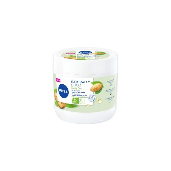 Crème multi-usage visage corps et mains Nivea Naturally Good Family Amande Douce, 450mL 