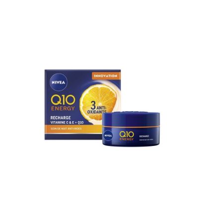 Image de Crème de nuit visage anti-âge Nivea Q10 ENERGY Vitamine C E, 50mL