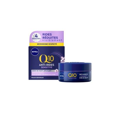 Crème de nuit visage anti-âge Nivea Q10 POWER Sensitive, 50mL