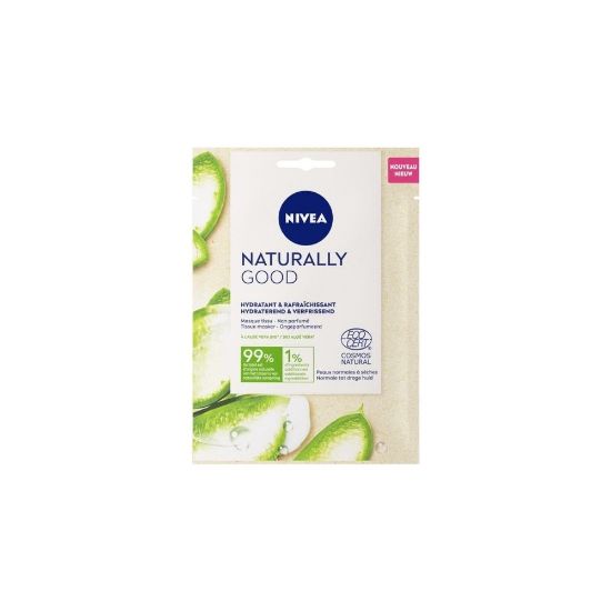 Image de Masque Tissu visage Hydratant & Rafraîchissant Nivea NATURALLY GOOD Aloe Vera Bio, 15mL