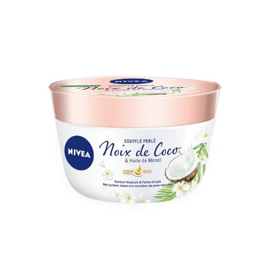 Image de Baume Soufflé Perlé lait corps Huile de Monoï et Noix de Coco Nivea, 200mL