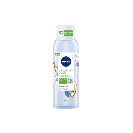 Image de Gel douche Nivea NATURALLY GOOD fleur de coton et huile d'argan BIO, 300mL