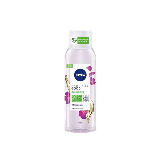 Image de Gel douche Nivea NATURALLY GOOD géranium ethuile d'argan BIO, 300mL