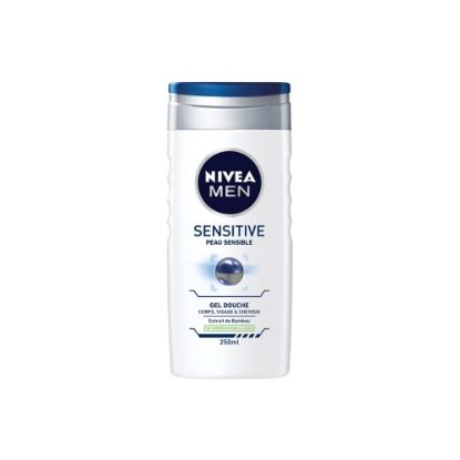 Image de Gel douche 3en1 visage corps et cheveux Nivea Men SENSITIVE, 250mL