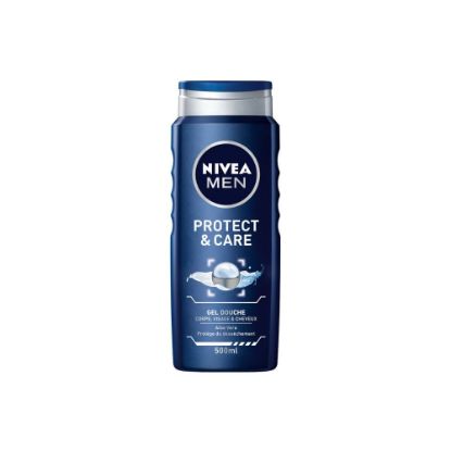 Image de Gel douche 3en1 visage corps et cheveux grand format Nivea Men PROTECT&CARE, 500mL