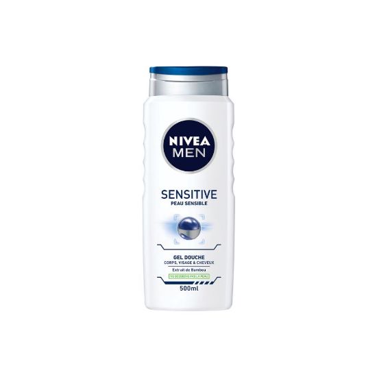 Image de Gel douche 3en1 visage corps et cheveux Nivea Men SENSITIVE, 500mL