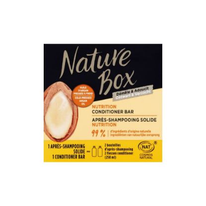 Image de Après-Shampoing solide Nutrition à l'huile d'argan Cheveux très secs Nature Box, 85g