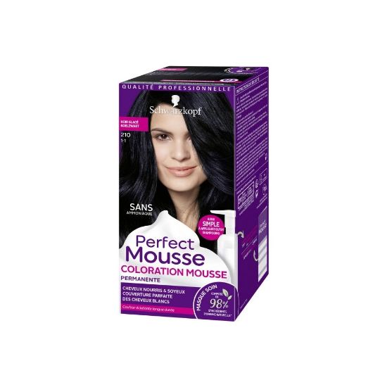 Picture of Schwarzkopf Perfect Mousse Coloration Mousse Permanente 210 Noir Glacé