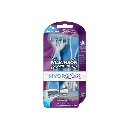 Image de Rasoirs jetables femme 5 lames sérum hydratant Wilkinson Hydro Silk, 3 rasoirs