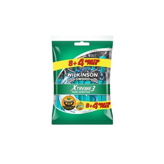 Picture of Rasoirs jetables homme 3 lames flexibles Wilkinson Xtreme 3 Comfort Sensivtive, 8 rasoirs + 4 gratuits