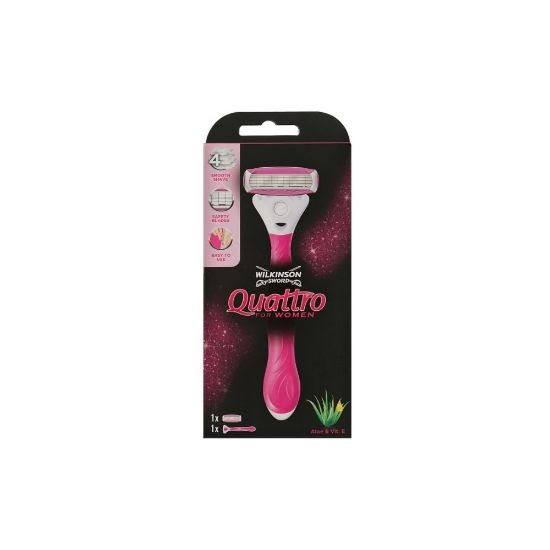 Picture of Rasoir femme 4 lames Wilkinson Quattro for Women, 1 rasoir + 1 lame