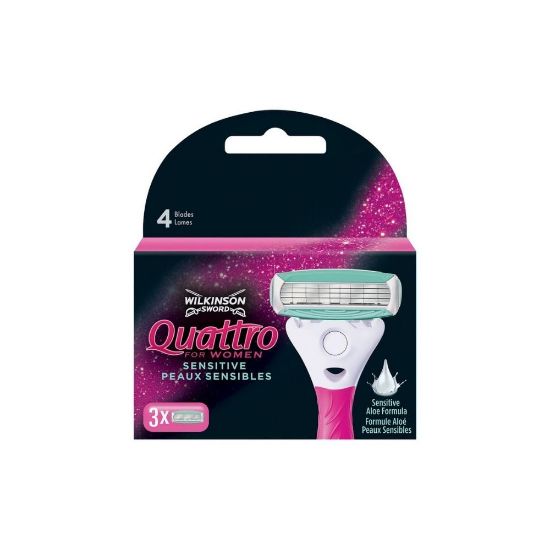 Image de Lames de rasoir Wilkinson Quattro for Women Sensitive, 3 recharges