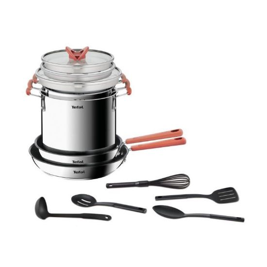 Batterie de cuisine 13 pièces Tefal Opti'Space inox   -  Shopping et Courses en ligne, livrés à domicile ou au bureau, 7j/7 à la  Réunion