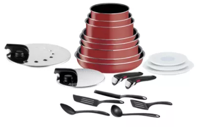 Image de Batterie de cuisine 20 pièces Tefal Ingenio Easy Cook N Clean rouge