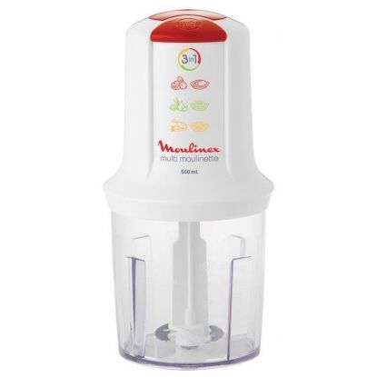 Image de Hachoir Multimoulinette 3 lames 500mL 500W MOULINEX AT7151 - blanc/rouge