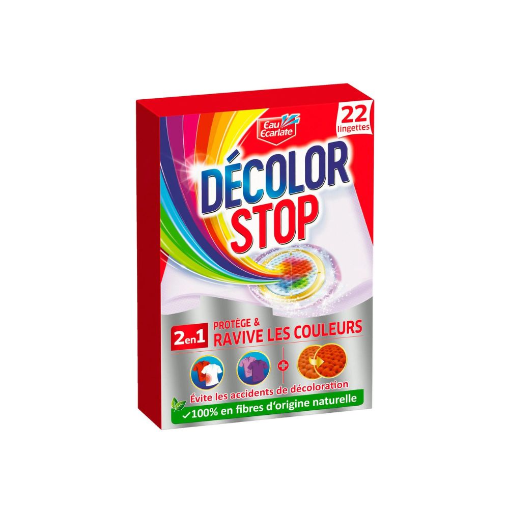 Décolor Stop X80 Lingettes Anti-Décoloration - Protège Les Couleurs, Évite Les Accidents, Économisez Eau & Énergie