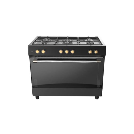 Picture of Cuisinière 5 feux gaz + four électrique géant DeRosso DR-9060EFGW1-B - noir
