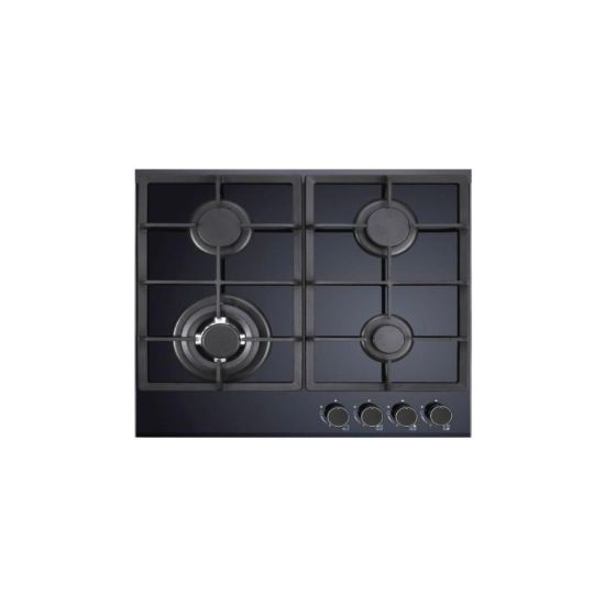 Image de Plaque de cuisson encastrable 4 feux gaz 60cm DeRosso NDR-4FGWF-V - verre noir