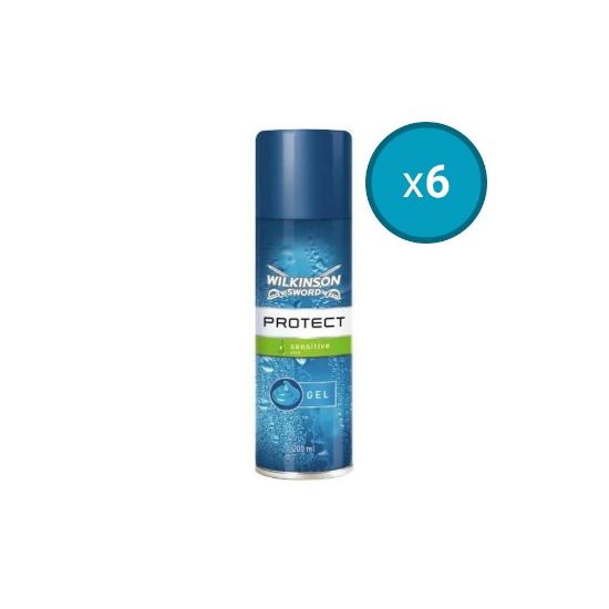 Image de 6x Gel à raser peaux sèches et sensibles Wilkinson Protect, 200mL