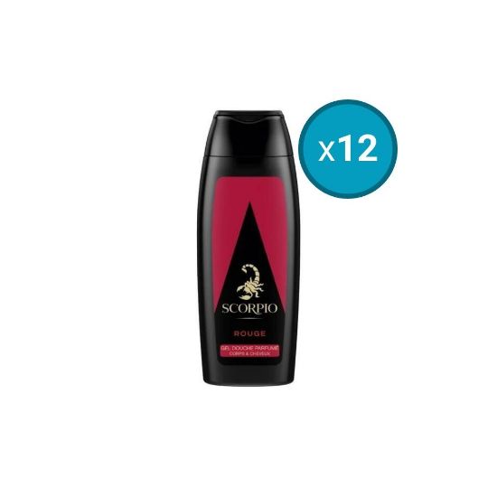 Image de 12x Gel douche homme corps et cheveux Scorpio Rouge, 250mL