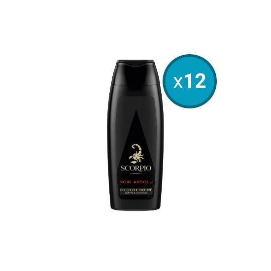 Image de 12x Gel douche homme corps et cheveux Scorpio Noir Absolu, 250mL