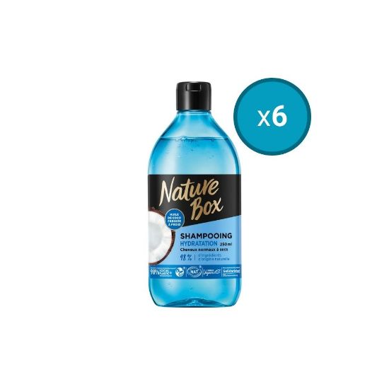 Picture of 6x Shampoing Hydratation à l'huile de coco Cheveux normaux à secs Nature Box, 250mL