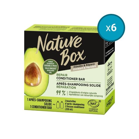 Picture of 6x Après-Shampoing Réparation à l'huile d'avocat Cheveux abimés et cassants Nature Box, 250mL