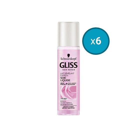 Image de 6x Schwarzkopf Lait Démêlant Express Gliss Soie Liquide 200ml