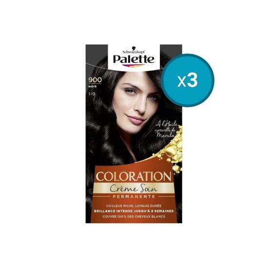 Picture of 3x Schwarzkopf Palette Coloration permanente Crème Soin 900 Noir