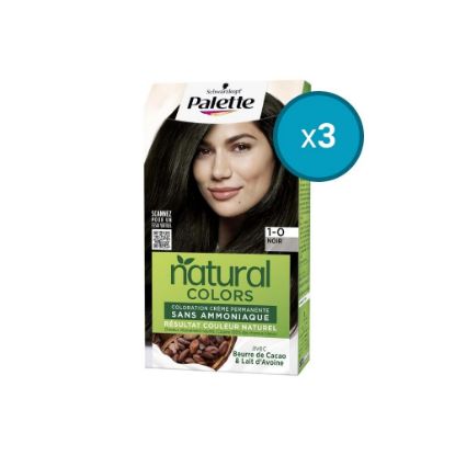 Image de 3x Schwarzkopf Palette Natural Colors Coloration permanente, Noir 1-0