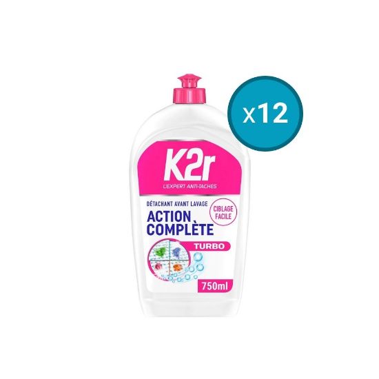 Image de 12x Détachant avant-lavage liquide avec ciblage facile K2r, 750mL