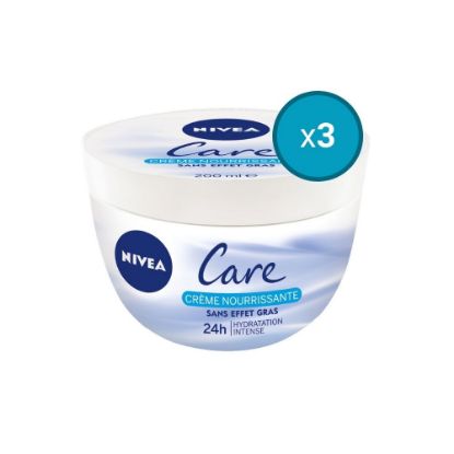 Image de 3x Crème Multi-usage Nourrissante visage corps et mains Nivea CARE, 200mL